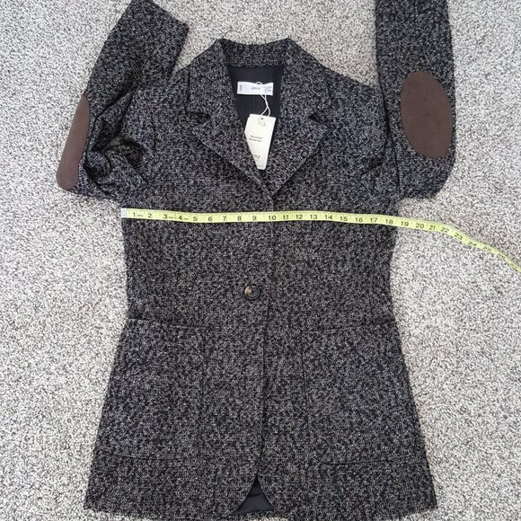 Elbow Patches Warm MANGO Blazer Wool Cotton Knit Pockets - Picture 9 of 13
